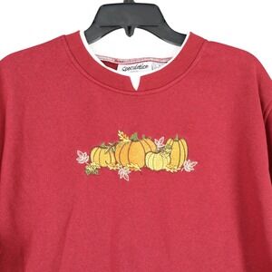 Pumpkin Halloween Speculation Petite Sweatshirt Womens PL Layered Fall Casual